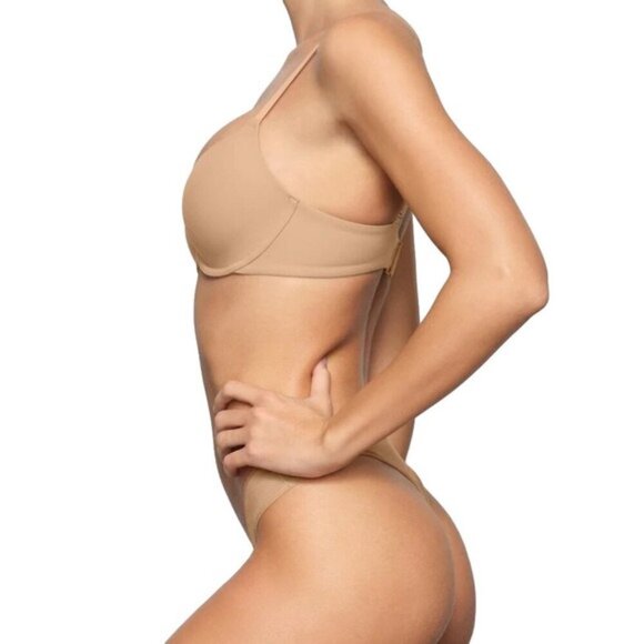 Skims 38DDD Fits everybody tshirt demi bra Ochre Tan Brown NWT - Picture 5 of 6